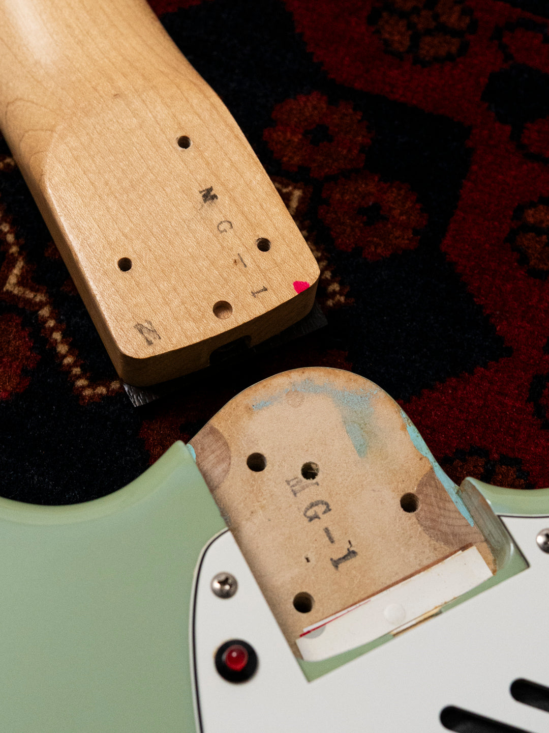 1990's FujiGen Fox xmasguitarcompany MG-1, 24" scale, Built-in Amp, Speaker, Tremelo Effect, Sonic Blue