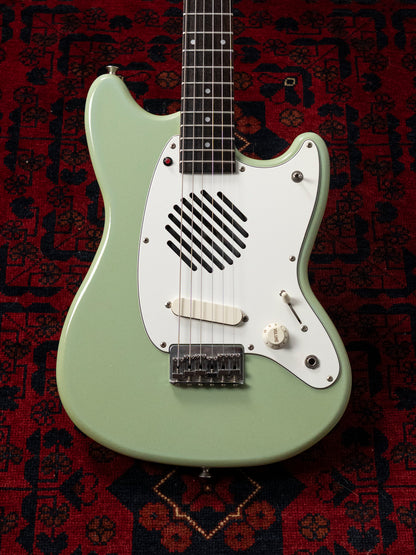 1990's FujiGen Fox xmasguitarcompany MG-1, 24" scale, Built-in Amp, Speaker, Tremelo Effect, Sonic Blue