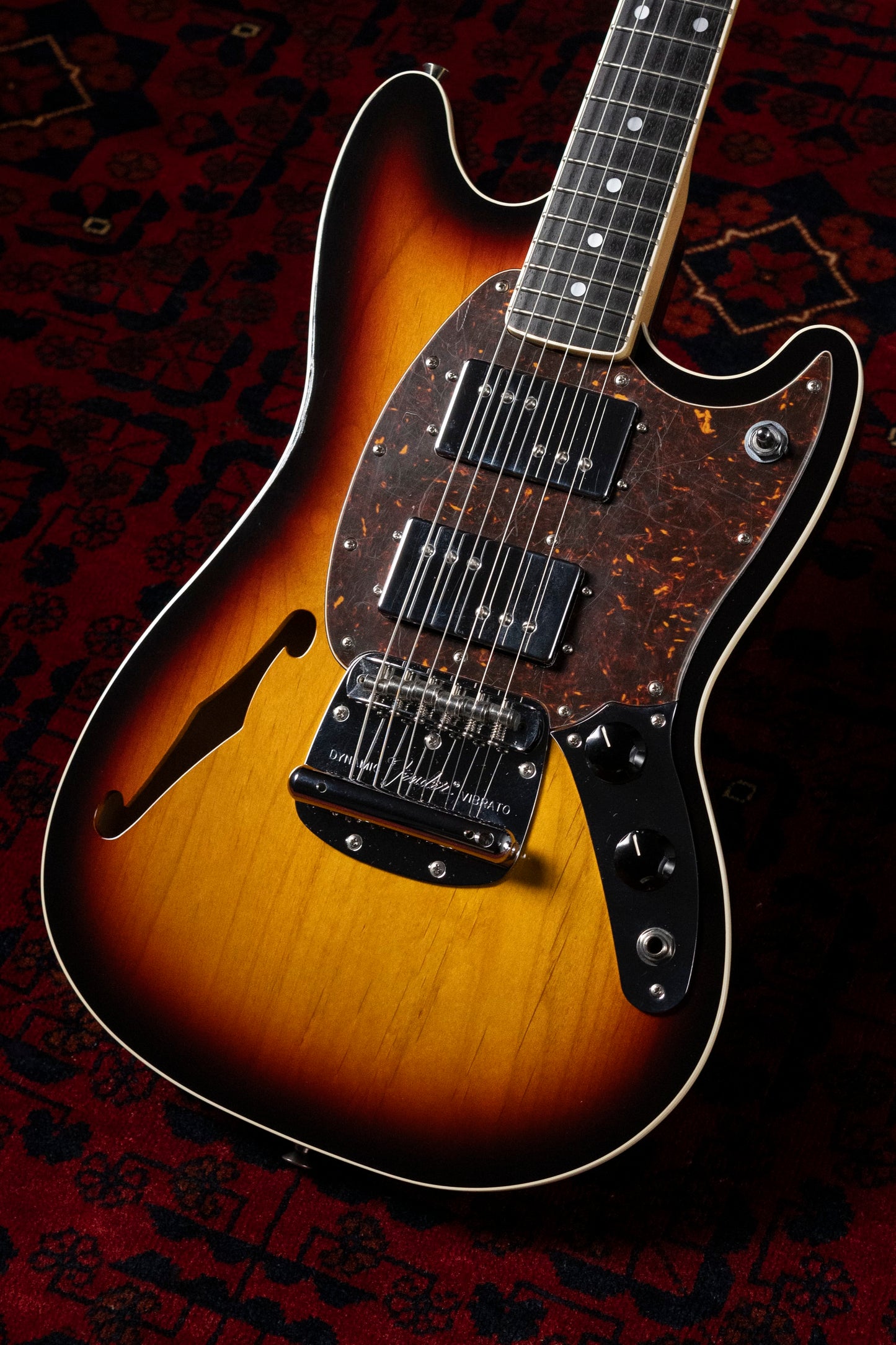2012 Fender MG-HO Hollow Body Mustang, Wide Range Humbucker MOD, Thinline