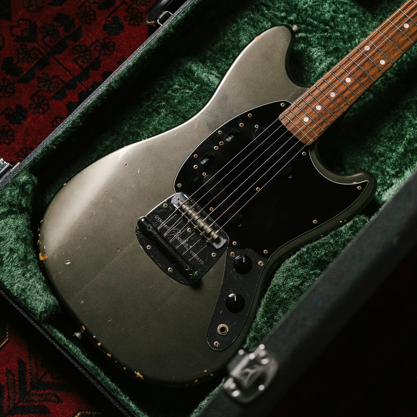 2002 Fender MG69-85 Mustang, Atomic Silver (ASV), Matching Headstock, Fully Painted Neck, Non-Catalog, Limited Edition