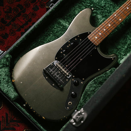 2002 Fender MG69-85 Mustang, Atomic Silver (ASV), Matching Headstock, Fully Painted Neck, Non-Catalog, Limited Edition