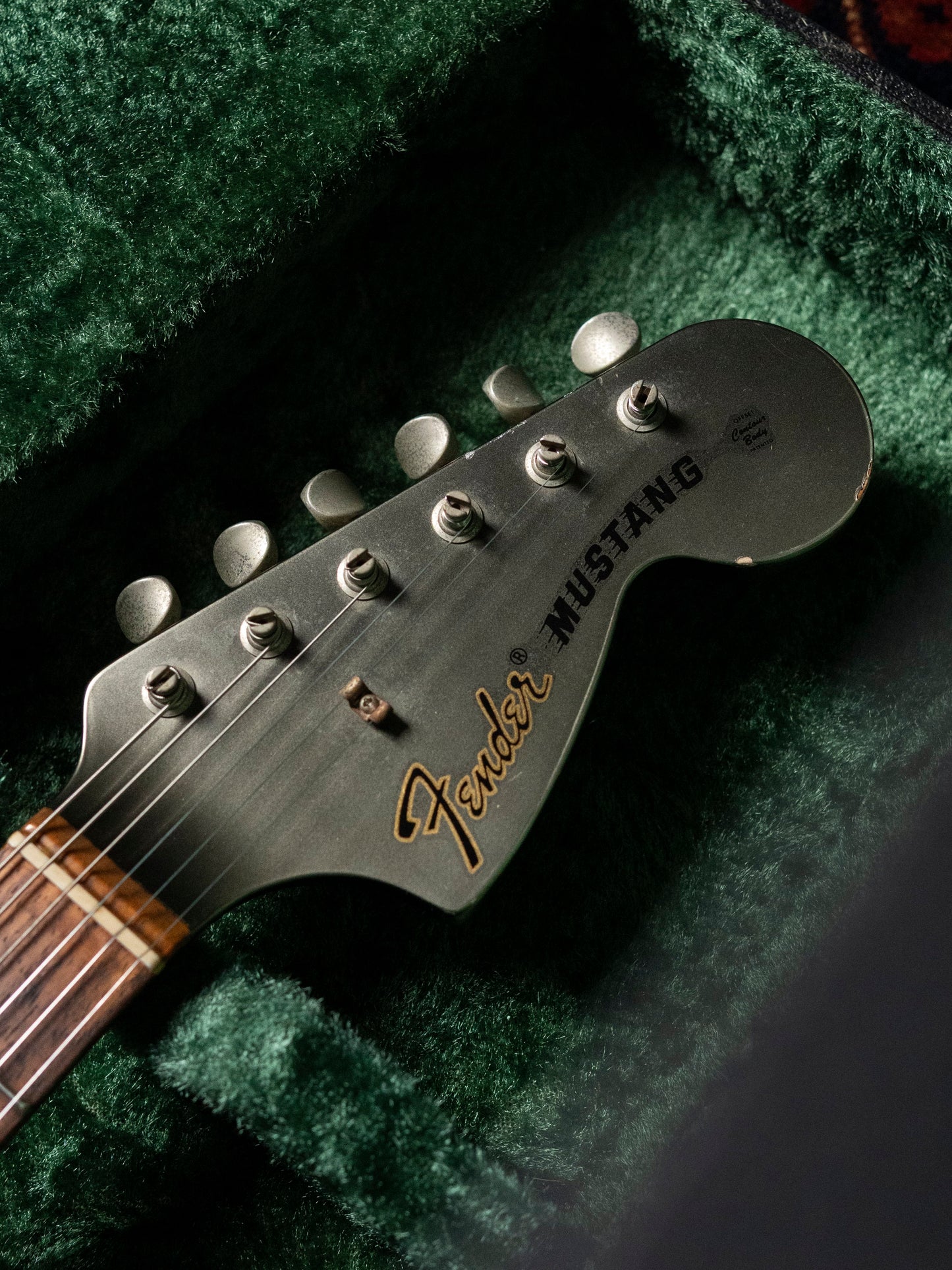 2002 Fender MG69-85 Mustang, Atomic Silver (ASV), Matching Headstock, Fully Painted Neck, Non-Catalog, Limited Edition