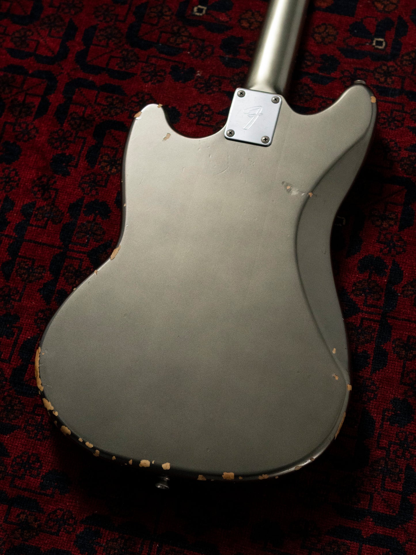 2002 Fender MG69-85 Mustang, Atomic Silver (ASV), Matching Headstock, Fully Painted Neck, Non-Catalog, Limited Edition