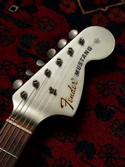 2002 Fender MG69-85 Mustang, Atomic Silver (ASV), Matching Headstock, Fully Painted Neck, Non-Catalog, Limited Edition