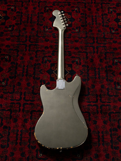 2002 Fender MG69-85 Mustang, Atomic Silver (ASV), Matching Headstock, Fully Painted Neck, Non-Catalog, Limited Edition