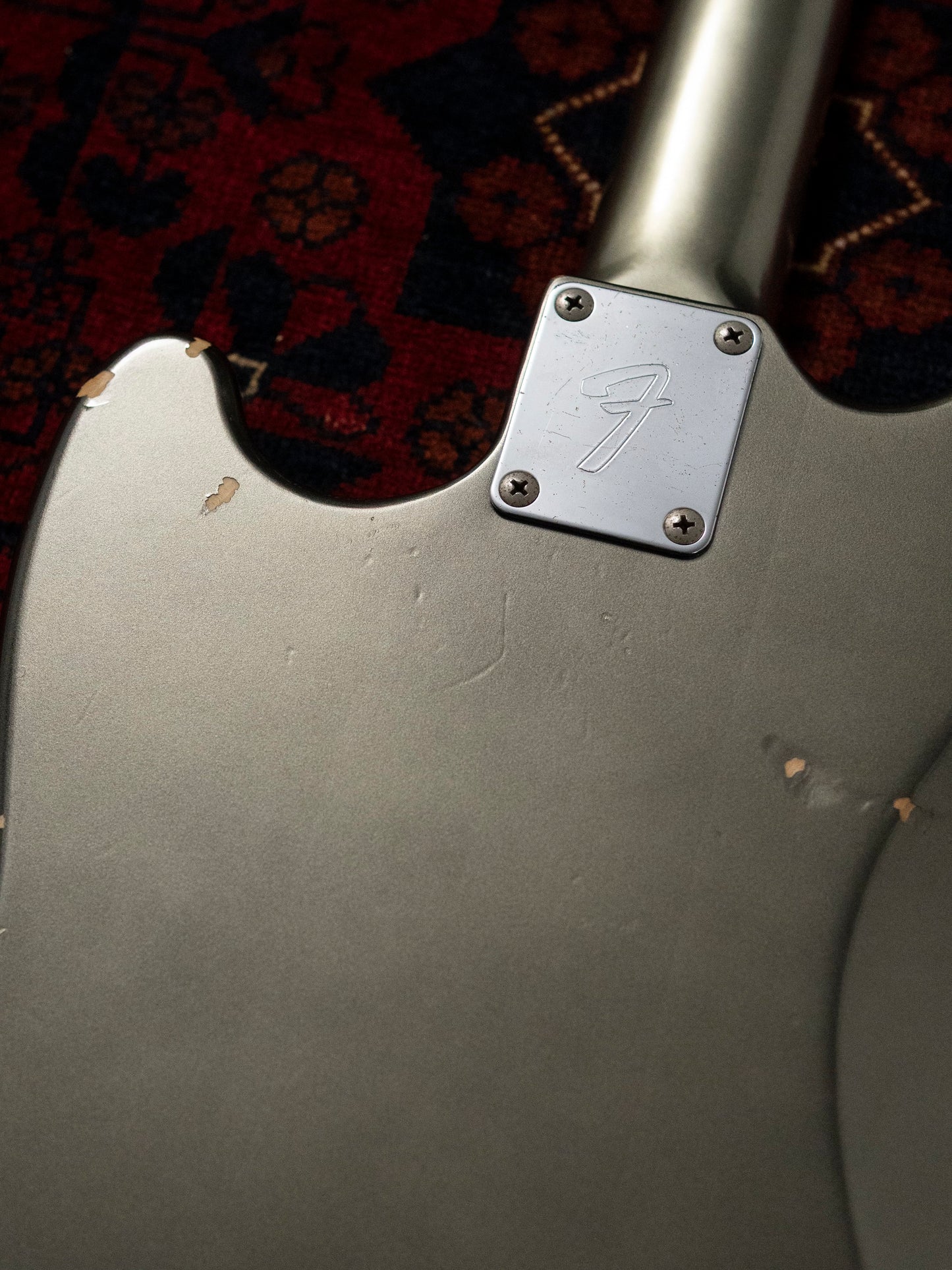 2002 Fender MG69-85 Mustang, Atomic Silver (ASV), Matching Headstock, Fully Painted Neck, Non-Catalog, Limited Edition