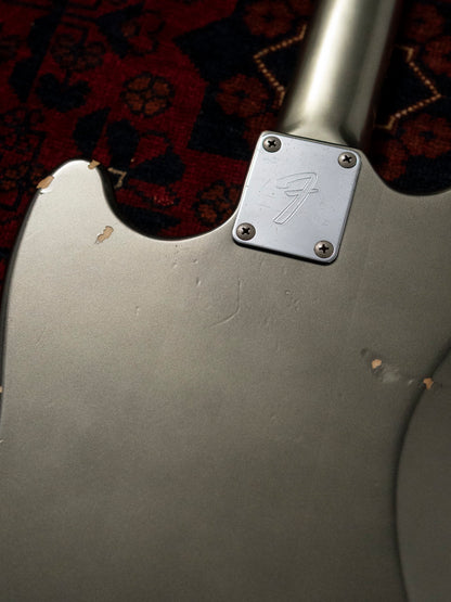 2002 Fender MG69-85 Mustang, Atomic Silver (ASV), Matching Headstock, Fully Painted Neck, Non-Catalog, Limited Edition