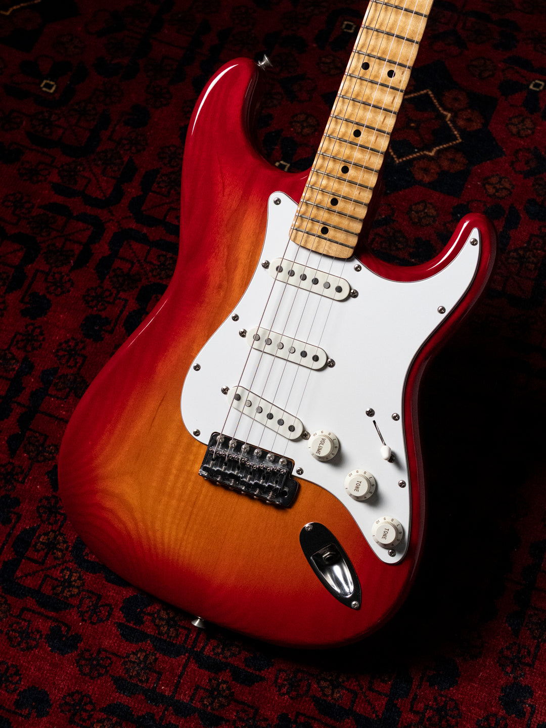 1986 Fender Order Made ST72-115, Custom Made, Scalloped, Painted Neck, Cherry Red Sunburst (CRS)