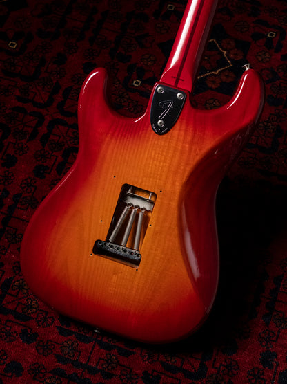 1986 Fender Order Made ST72-115, Custom Made, Scalloped, Painted Neck, Cherry Red Sunburst (CRS)
