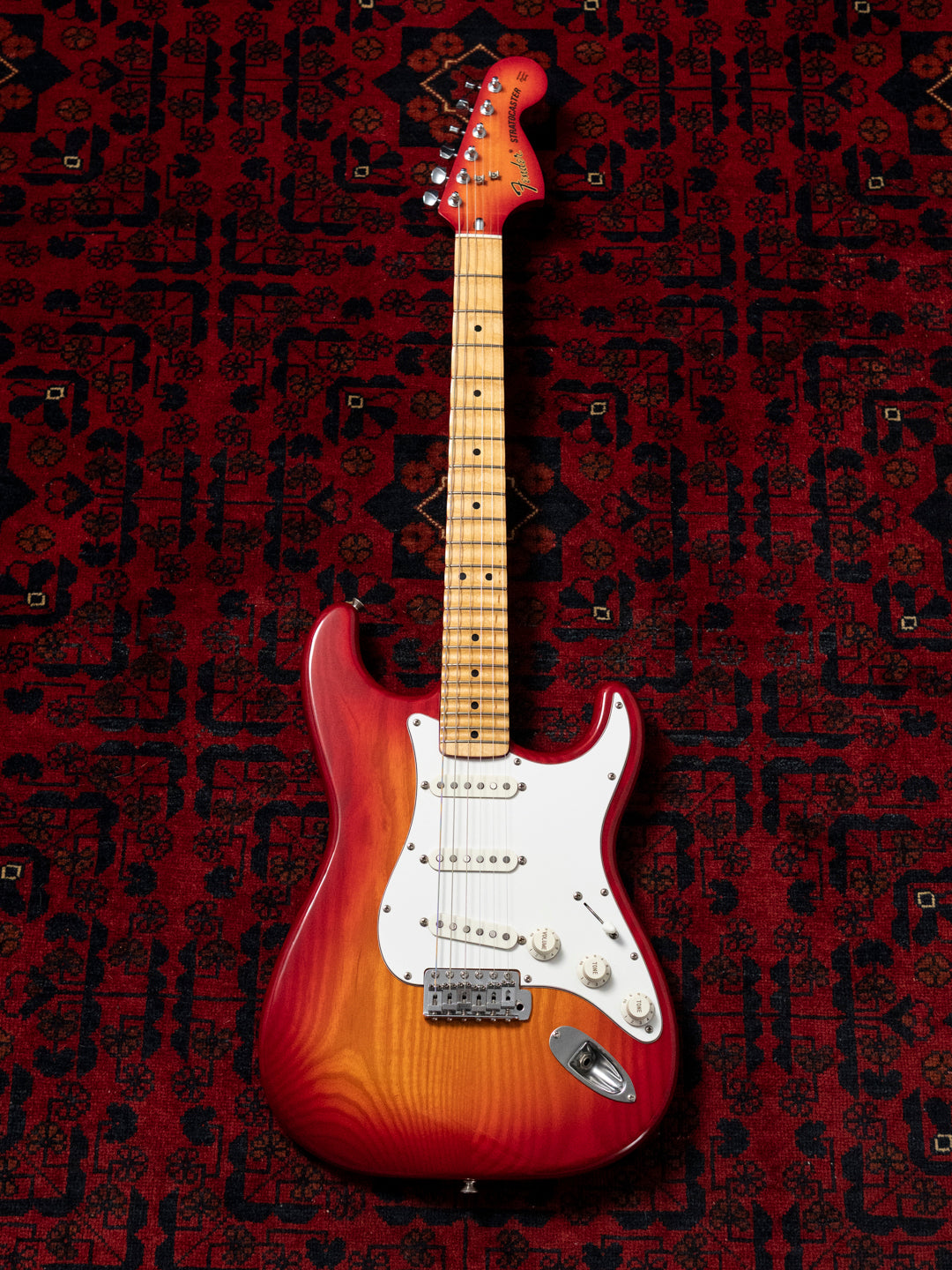 1986 Fender Order Made ST72-115, Custom Made, Scalloped, Painted Neck, Cherry Red Sunburst (CRS)