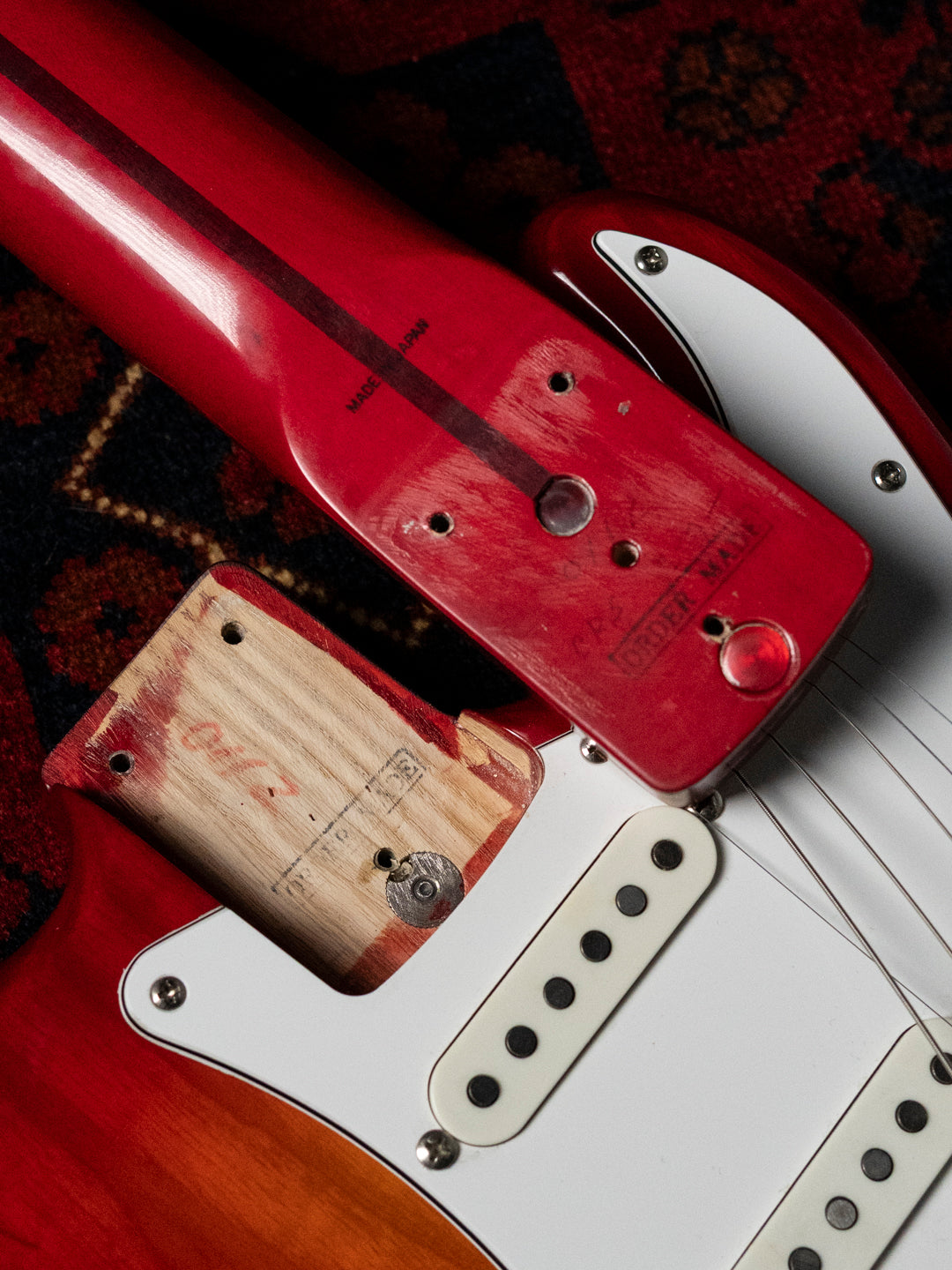 1986 Fender Order Made ST72-115, Custom Made, Scalloped, Painted Neck, Cherry Red Sunburst (CRS)