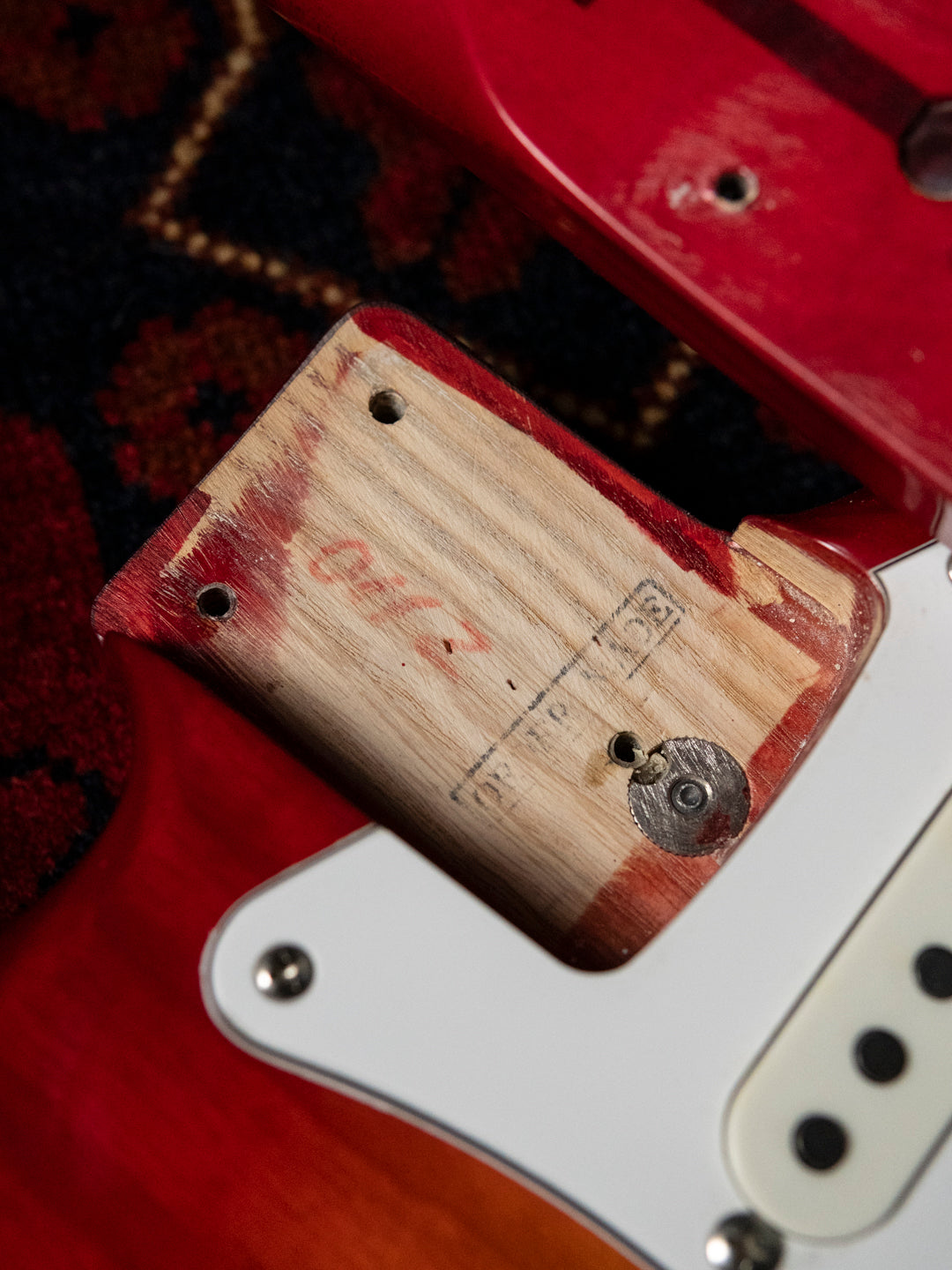 1986 Fender Order Made ST72-115, Custom Made, Scalloped, Painted Neck, Cherry Red Sunburst (CRS)